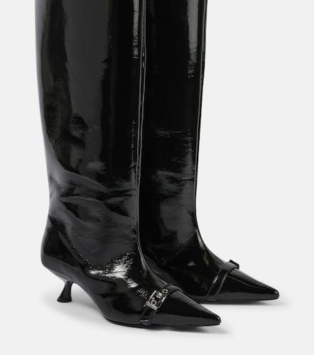 Eyelets faux leather knee-high boots - Ganni - Modalova