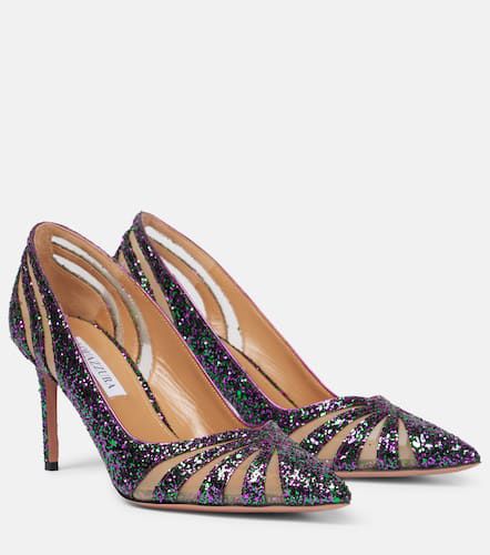 Crystal-embellished suede peep-toe pumps - Aquazzura - Modalova