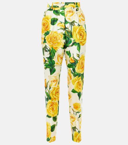 Floral high-rise silk-blend straight pants - Dolce&Gabbana - Modalova