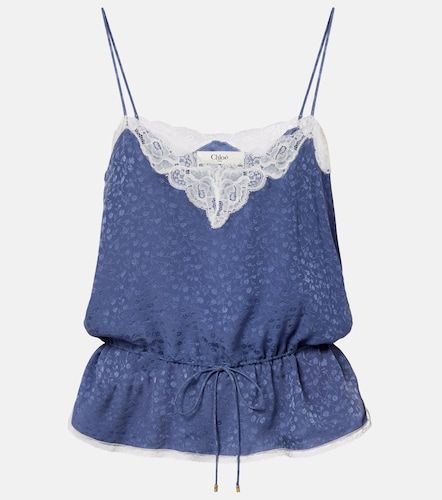 Lace-trimmed silk jacquard camisole - Chloe - Modalova