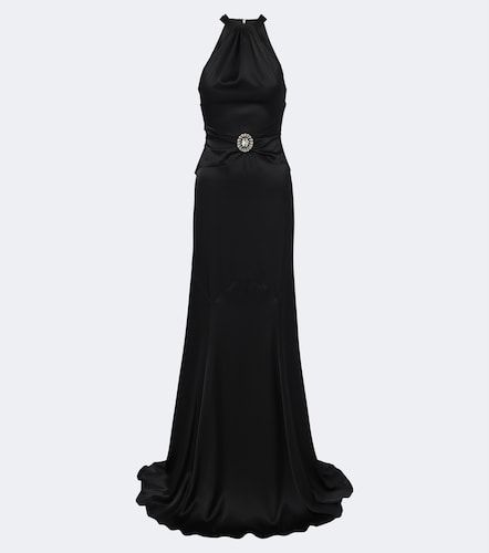 Embellished halterneck satin gown - David Koma - Modalova