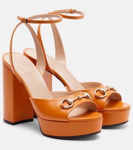 Horsebit leather platform sandals - Gucci - Modalova