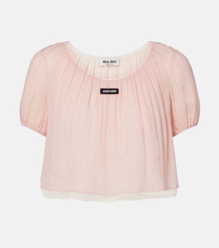 Cropped-Top aus Seidenchiffon - Miu Miu - Modalova