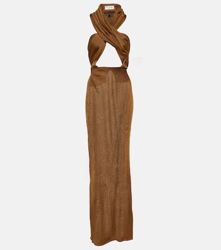 Hood-detail cutout semi sheer gown - Saint Laurent - Modalova