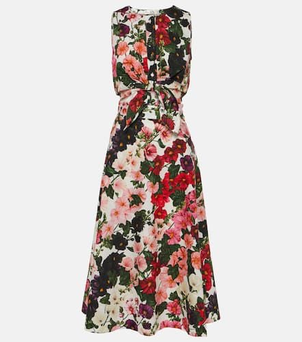 Floral cotton-blend midi dress - Oscar de la Renta - Modalova