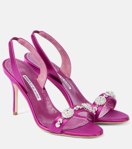 Lamisan embellished satin slingback sandals - Manolo Blahnik - Modalova