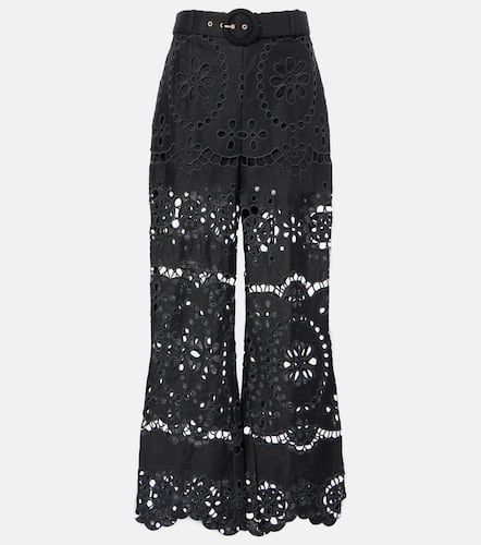 Pop embroidered linen wide-leg pants - Zimmermann - Modalova