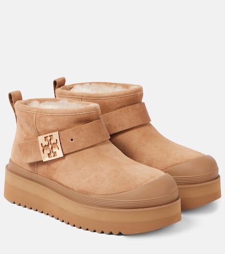 Mellow shearling-lined suede platform ankle boots - Tory Burch - Modalova