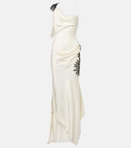 Floral-appliquÃ© draped satin crÃªpe gown - Victoria Beckham - Modalova