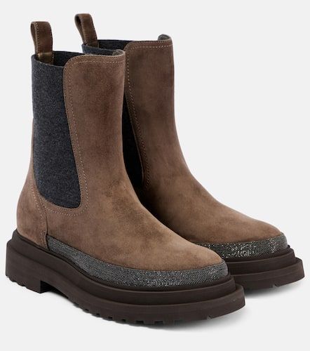 Botas chelsea de ante con cuentas Monili - Brunello Cucinelli - Modalova
