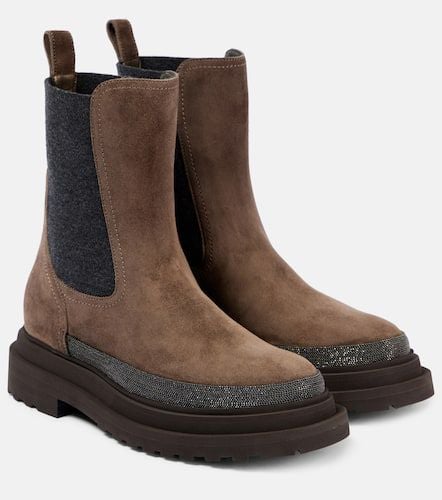 Monili-embellished suede Chelsea boots - Brunello Cucinelli - Modalova