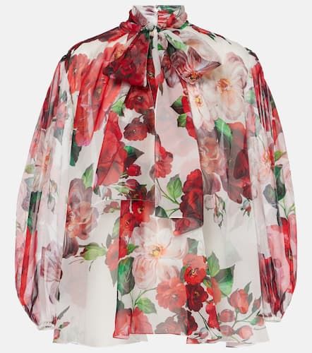 Floral tie-neck silk chiffon blouse - Dolce&Gabbana - Modalova