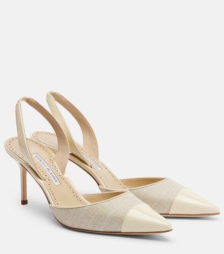 Capsli leather-trimmed slingback pumps - Manolo Blahnik - Modalova