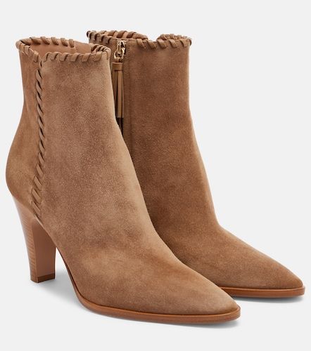 Leather-trimmed suede ankle boots - Gianvito Rossi - Modalova