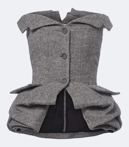 Herringbone peplum wool and cashmere-blend top - Magda Butrym - Modalova