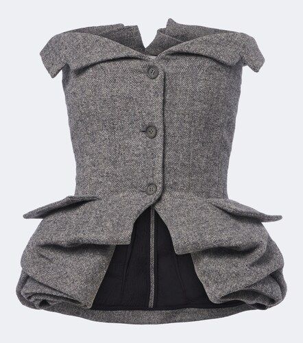 Top en mezcla de lana espigado con peplum - Magda Butrym - Modalova