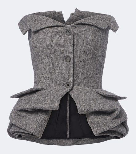 Top en mezcla de lana espigado con peplum - Magda Butrym - Modalova