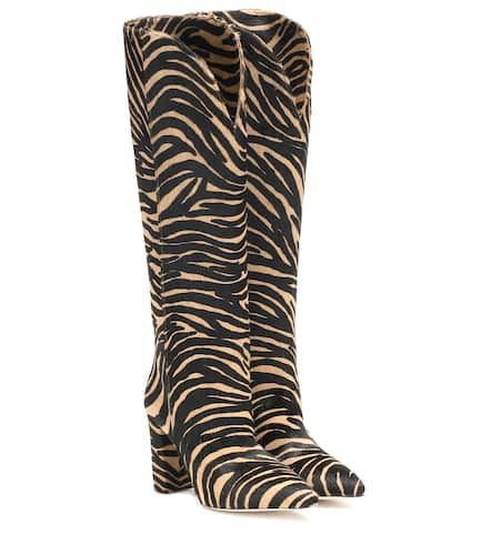 Zebra-print calf hair knee-high boots - Paris Texas - Modalova