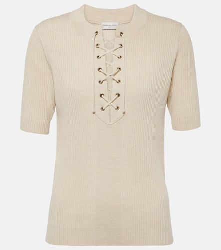 Lace-up ribbed-knit wool-blend top - Dries Van Noten - Modalova