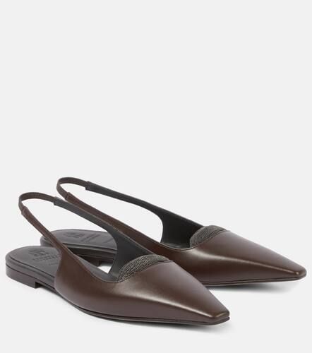 Ballerine slingback in pelle con monili - Brunello Cucinelli - Modalova