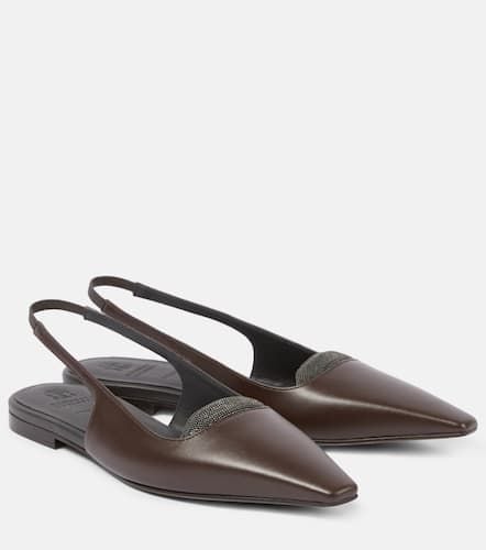 Monili leather slingback flats - Brunello Cucinelli - Modalova