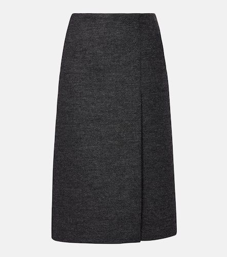 Falda midi de lana virgen con abertura - Prada - Modalova