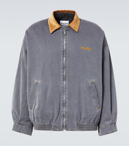 Blouson aus Baumwoll-Chambray mit Samt - Miu Miu - Modalova