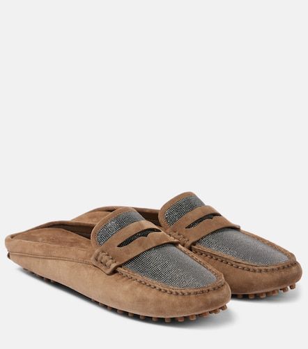 Mules in suede con monili - Brunello Cucinelli - Modalova
