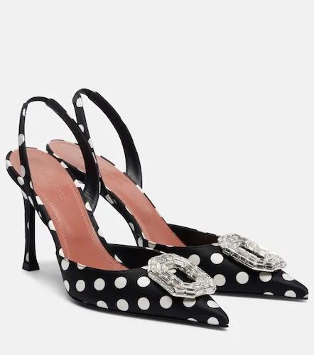 Camelia polka-dot satin slingback pumps - Amina Muaddi - Modalova