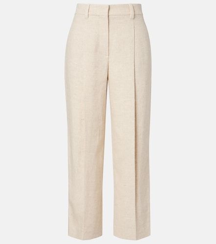 Pantaloni cropped in misto lino e seta a gamba larga - Brunello Cucinelli - Modalova