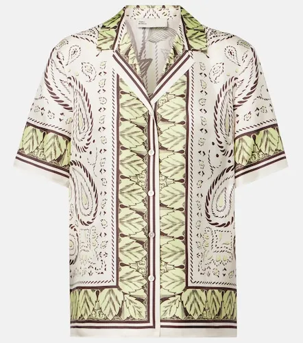 Camisa bowling de satén de seda estampada - Tory Burch - Modalova