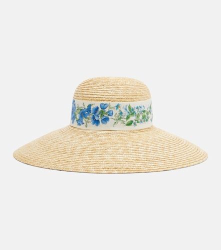 Scarf-detail raffia sun hat - Ferragamo - Modalova