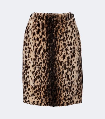 Leopard-print shearling and leather miniskirt - Jacques Wei - Modalova