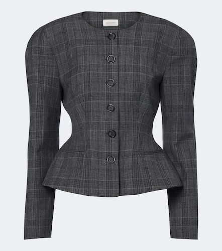 Blazer de lana virgen a cuadros con peplum - Magda Butrym - Modalova
