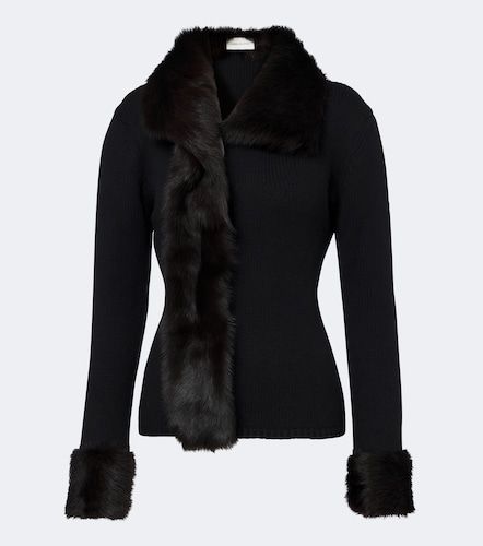 Cardigan in lana e cashmere con shearling - Magda Butrym - Modalova
