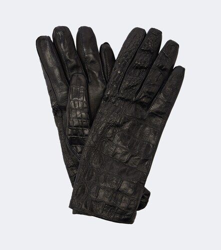 Guantes de piel grabada con seda - Nour Hammour - Modalova