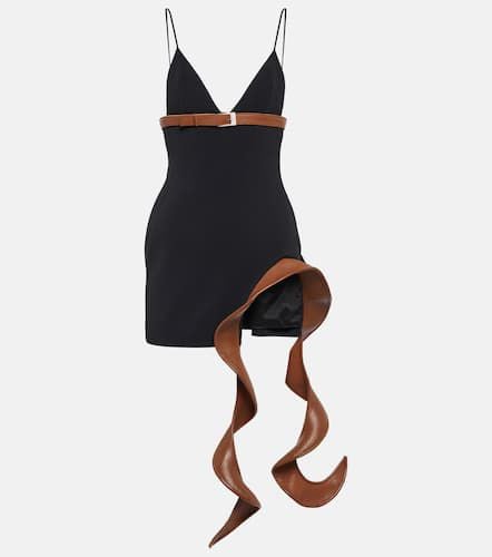 Leather-trimmed cady minidress - David Koma - Modalova