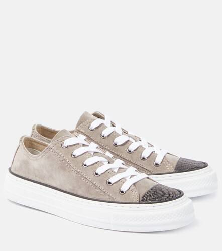 Embellished suede sneakers - Brunello Cucinelli - Modalova