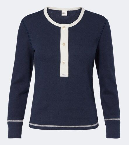 Chloé Top in jersey di cotone a coste - Chloe - Modalova
