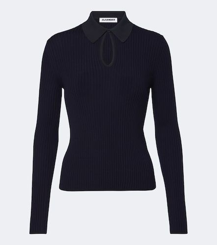 Cutout ribbed-knit wool polo sweater - Jil Sander - Modalova