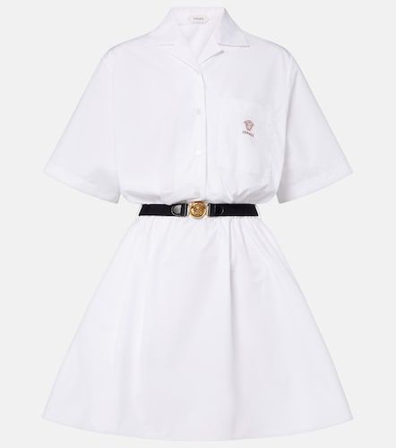 Vestido corto de popelín de algodón - Versace - Modalova