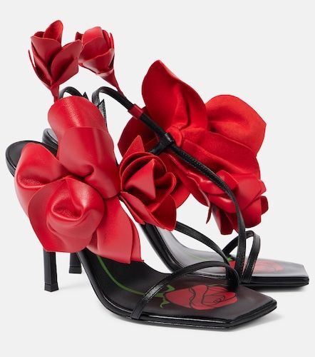 Floral-applique leather slingback sandals - Magda Butrym - Modalova