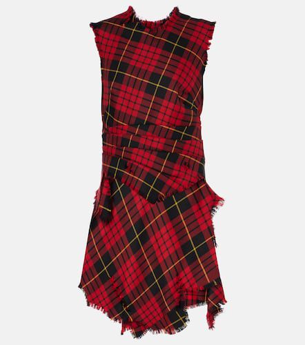 Abito corto distressed in tartan di lana - Alexander McQueen - Modalova