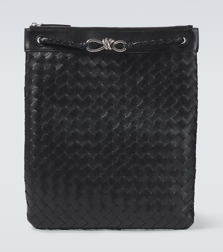 Flat Andiamo Intrecciato leather messenger bag - Bottega Veneta - Modalova