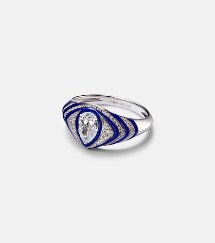 Anillo Striped Pear de oro blanco de 18 ct con diamantes - Kamyen - Modalova