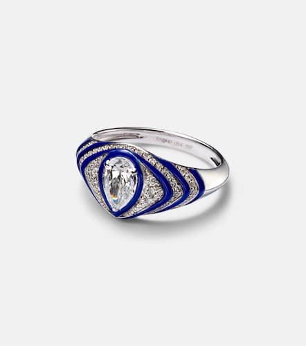 Ring Striped Pear aus 18kt Weißgold mit Emaille und Diamanten - Kamyen - Modalova