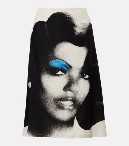 Printed silk poplin midi skirt - Versace - Modalova