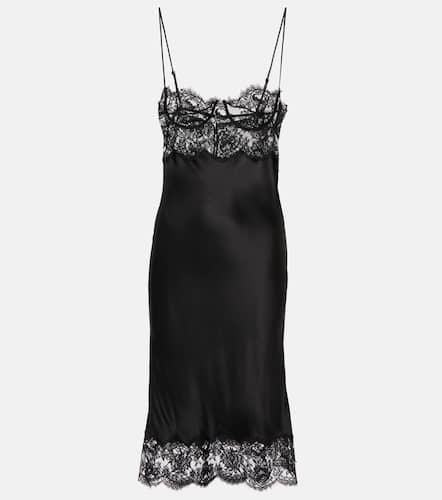 Lace-trimmed silk satin slip dress - Saint Laurent - Modalova