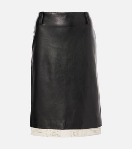 Crochet-trimmed leather midi skirt - Magda Butrym - Modalova