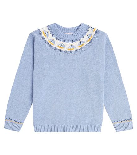 Intarsia cotton sweatshirt - La Coqueta - Modalova